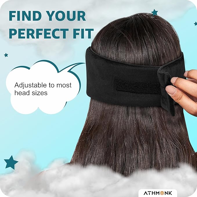 Athmonk Luxury Velvet Extra-Wide Sleeping Eye Mask Blind Fold - Velcro Strap